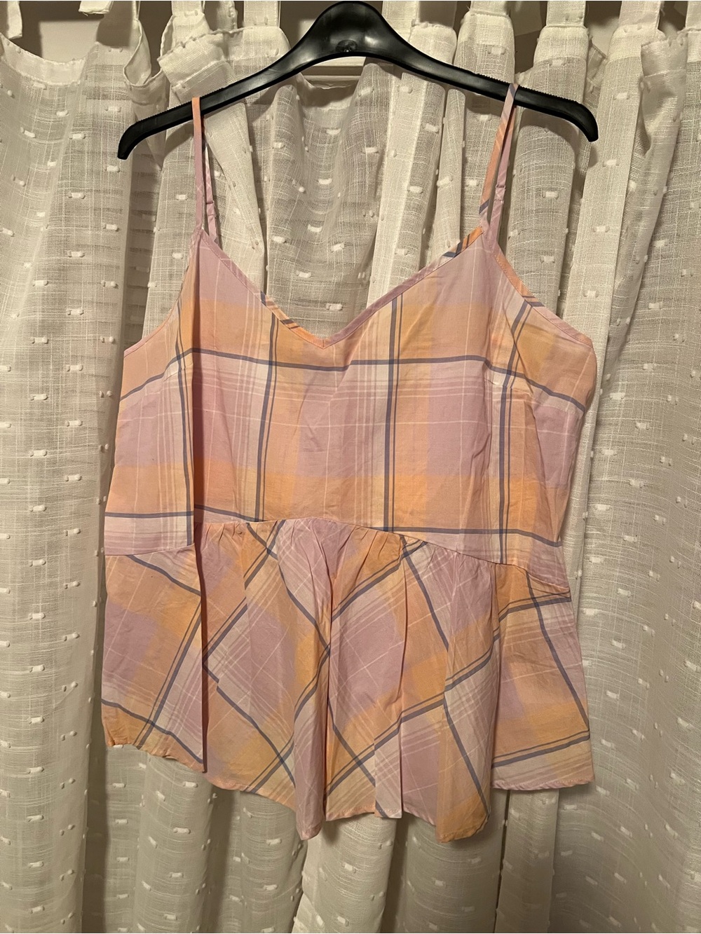 Old Navy Pastel Plaid Spaghetti Strap Top - Pink & Peach